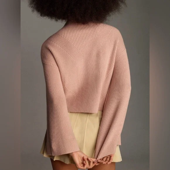 Anthropologie Maeve Katey Mock-Neck Bell-Sleeve Sweater XL - Picture 4 of 10